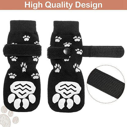 4pcs Anti-Slip Pet Dog Cat Socks with Adjustable Straps for Pets Paw Protector - Annie Paw WearShoes &Boots &SocksAnniePaw Wear