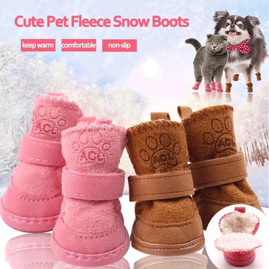 4Pcs/Set Cute Dog Boots Outdoor Snow Walking Non-Slip Puppy Sneakers Snow Boots - Annie Paw WearShoes &Boots &SocksAnniePaw Wear