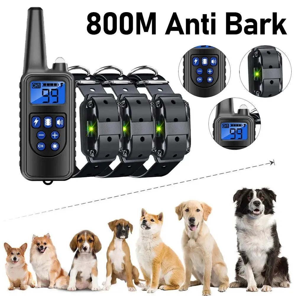 800M Anti Bark Electric Shock Training Rechargeable Dog Barking Control Collar - Annie Paw WearHome Dog AccessoriesAnniePaw Wear