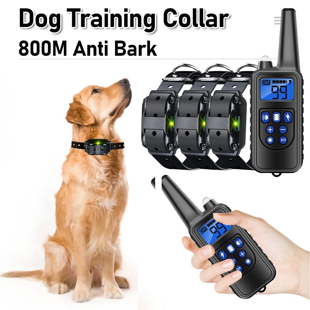 800M Anti Bark Electric Shock Training Rechargeable Dog Barking Control Collar - Annie Paw WearHome Dog AccessoriesAnniePaw Wear