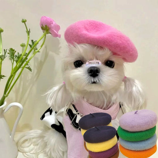 Anniepaw Cute Winter Leather Adjustment Dog Beret Hat Dog Ear Muffs Headgear Cap AnniePaw Wear