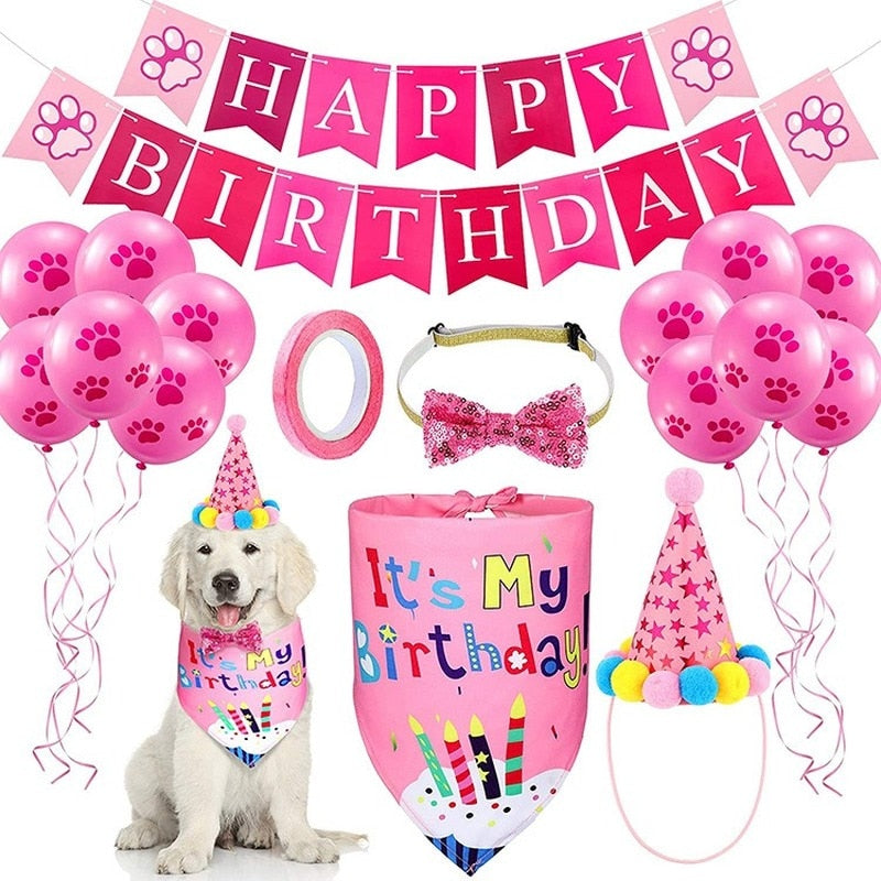 Kit Décoration Fête D’Anniversaire Pour Chien – 61 Pièces (Bannière, Ballons, Décorations Gâteau, Nappe) – Thème Chiot Mignon