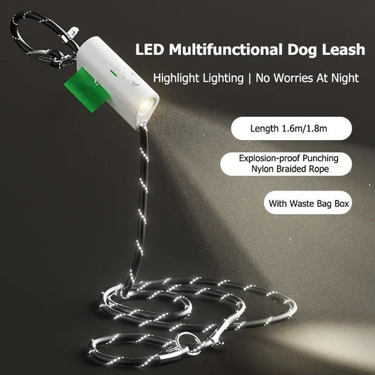 Annie Paw LumiLeash Pro: All-in-One Dog Leash - Integrated Waste Storage Reflective Nylon Anti-Burst Harness - Annie Paw WearCollar & LeashAnniePaw Wear
