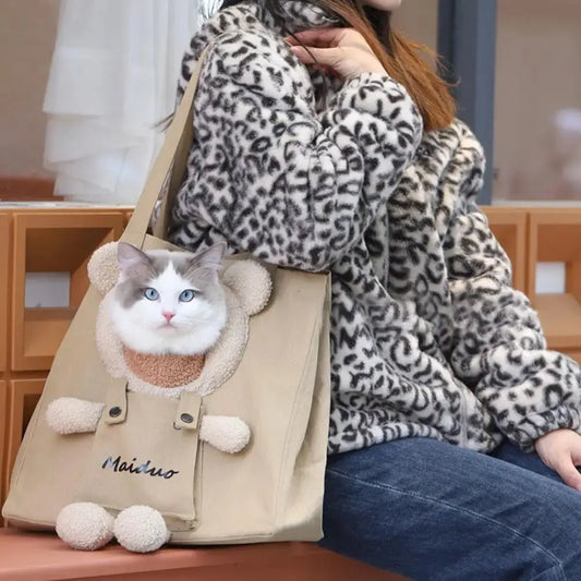 Cat Dog Carrier Bag Canvas Tote Outdoor Transport One Shoulder Bag for Small Dogs Handbag Pouch Puppy Carrier Travel Pet Carrier - Annie Paw WearOutdoor AccessaryAnnie Paw Wear