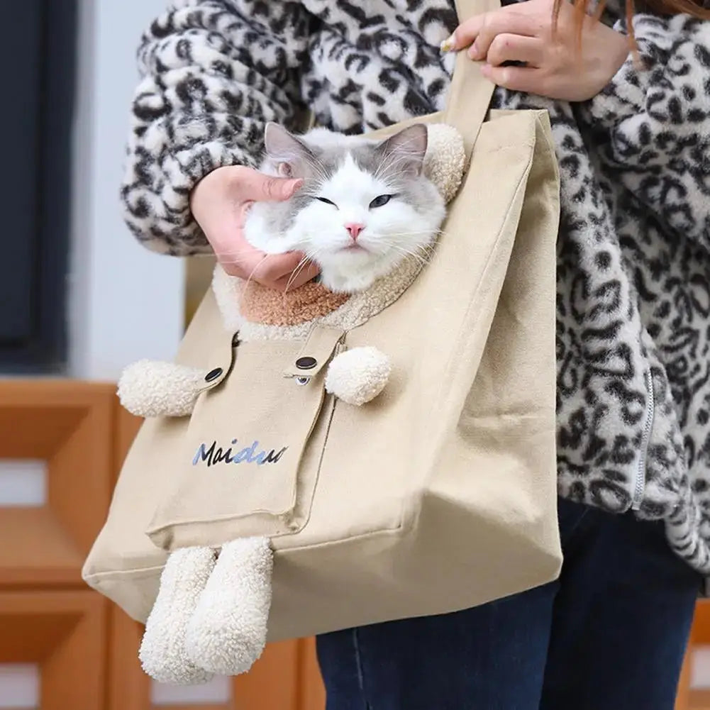 Cat Dog Carrier Bag Canvas Tote Outdoor Transport One Shoulder Bag for Small Dogs Handbag Pouch Puppy Carrier Travel Pet Carrier - Annie Paw WearOutdoor AccessaryAnnie Paw Wear
