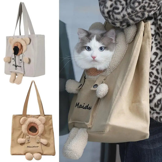 Cat Dog Carrier Bag Canvas Tote Outdoor Transport One Shoulder Bag for Small Dogs Handbag Pouch Puppy Carrier Travel Pet Carrier - Annie Paw WearOutdoor AccessaryAnnie Paw Wear
