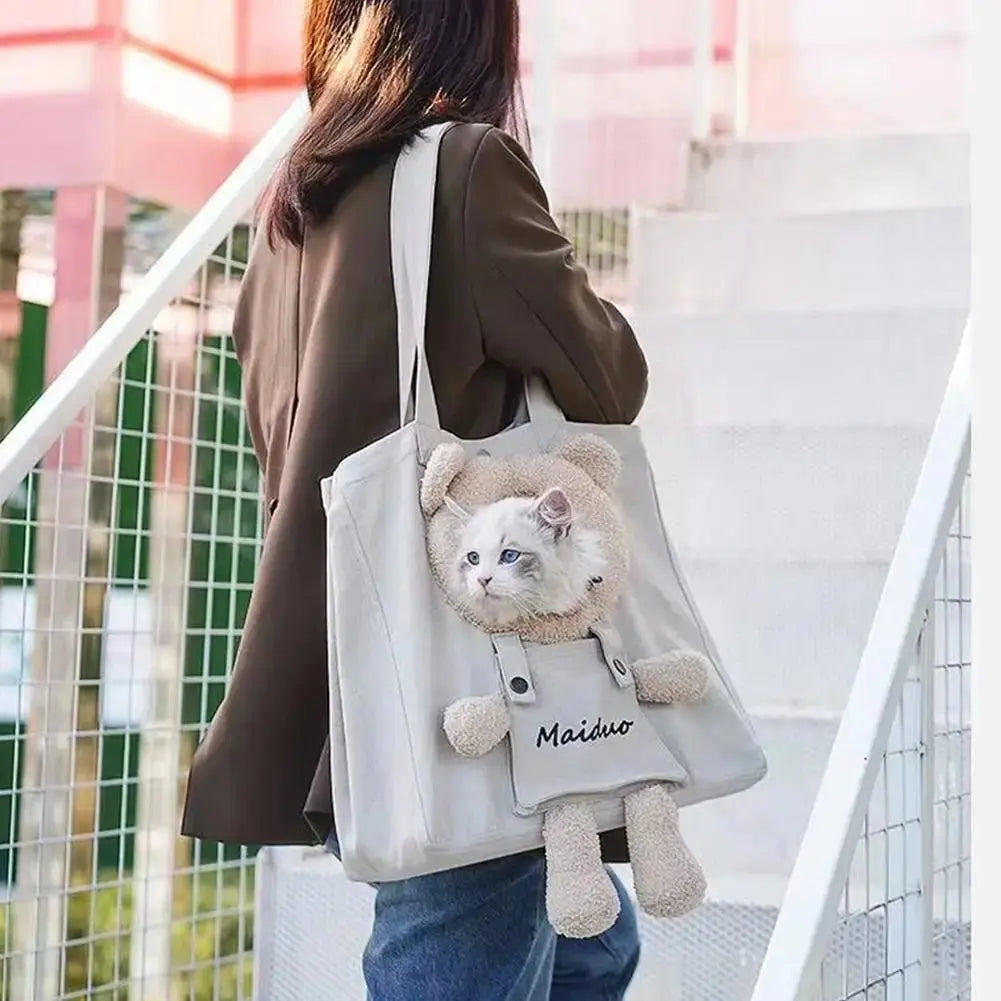 Cat Dog Carrier Bag Canvas Tote Outdoor Transport One Shoulder Bag for Small Dogs Handbag Pouch Puppy Carrier Travel Pet Carrier - Annie Paw WearOutdoor AccessaryAnnie Paw Wear