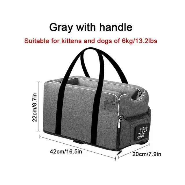Central Control Dog Car Seat: Portable Bed & Safe Travel Carrier for Small Dogs & Cats-7 days delivery - Annie Paw WearCar AccessaryAnniePaw Wear