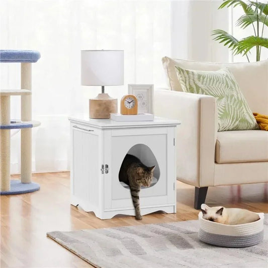 Chic Hideaway Cat Litter Station: Dual-Purpose Side Table and Litter Box Enclosure - Annie Paw WearfurnitureAnnie Paw Wear