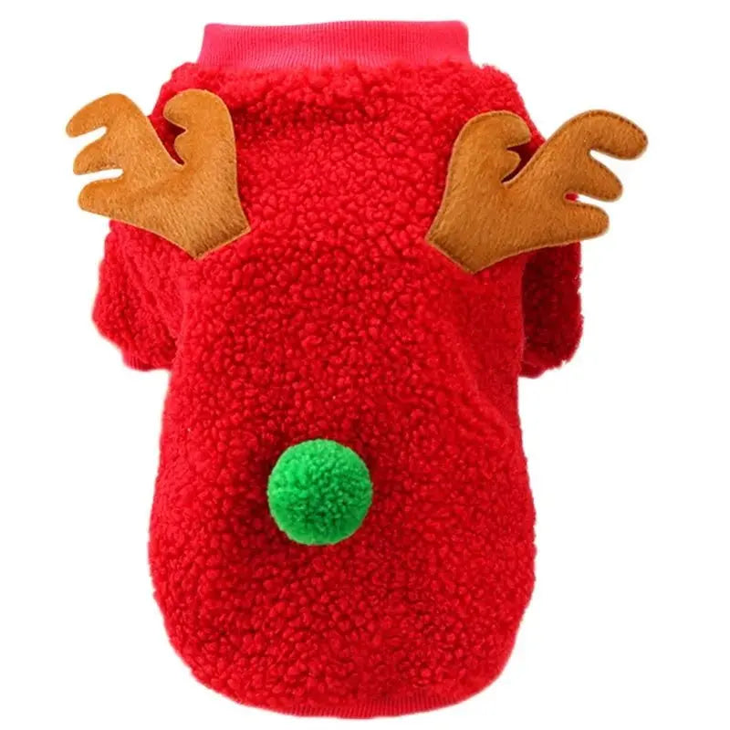 Christmas Reindeer Fleece Sweatshirt: Festive Winter Coat for Small and Medium Dogs - Annie Paw WearcostumesAnniePaw Wear