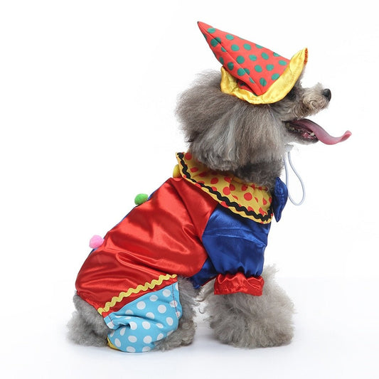 Clown Cosplay Pet Costume: Halloween Outfit for Small Dogs Cats Chihuahua Puppy Clothing and Accessories - Annie Paw WearcostumesAnniePaw Wear
