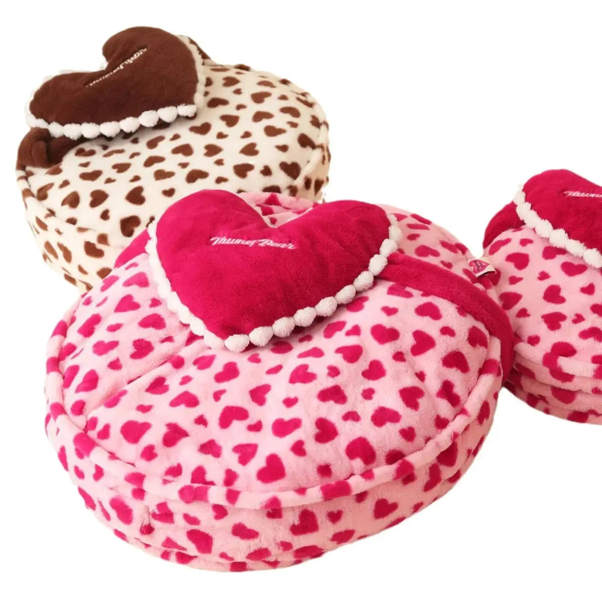 Coffee / Pink Barbie Heart Pattern with Pillow Four Seasons Universal Large Dog & Cat Bed Perfect for Multi-Dog and Large Dog Families Comfortable & Washable - Annie Paw WearHome Dog AccessoriesAnnie Paw Wear