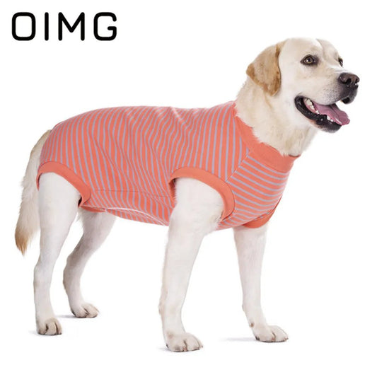 Cotton Stripes Dog T-shirt Golden Retriever Labrador Akita Large Dog Clothes Casual Pet Dog Garment Breathable Big Dog Vest - Annie Paw WearNursing & ReliefAnnie Paw Wear