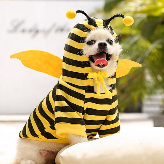 Cute Bee Halloween Pet Costume: Autumn and Winter Cartoon Hoodie for Dogs and Cats Suitable for Christmas - Annie Paw WearcostumesAnniePaw Wear