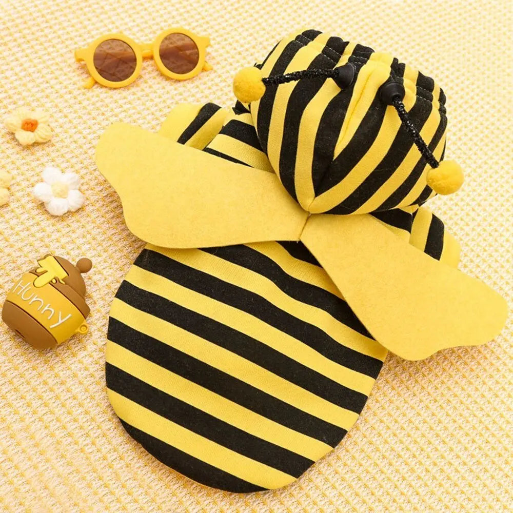 Cute Bee Halloween Pet Costume: Autumn and Winter Cartoon Hoodie for Dogs and Cats Suitable for Christmas - Annie Paw WearcostumesAnniePaw Wear
