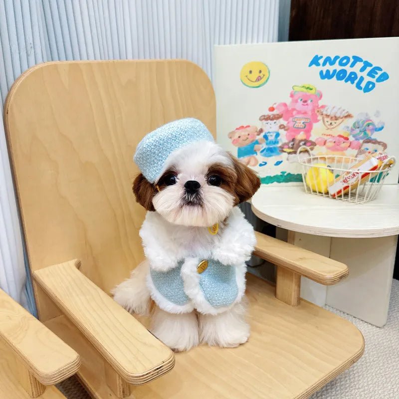 Dog Autumn Winter Rabbit Fur Cloak Coat Pet Cherry Bichons MalteseTeddy Small Dog Cloak Dog Hat Cute Set Designer Dog Clothes - Annie Paw WearWinter OutwearAnniePaw Wear