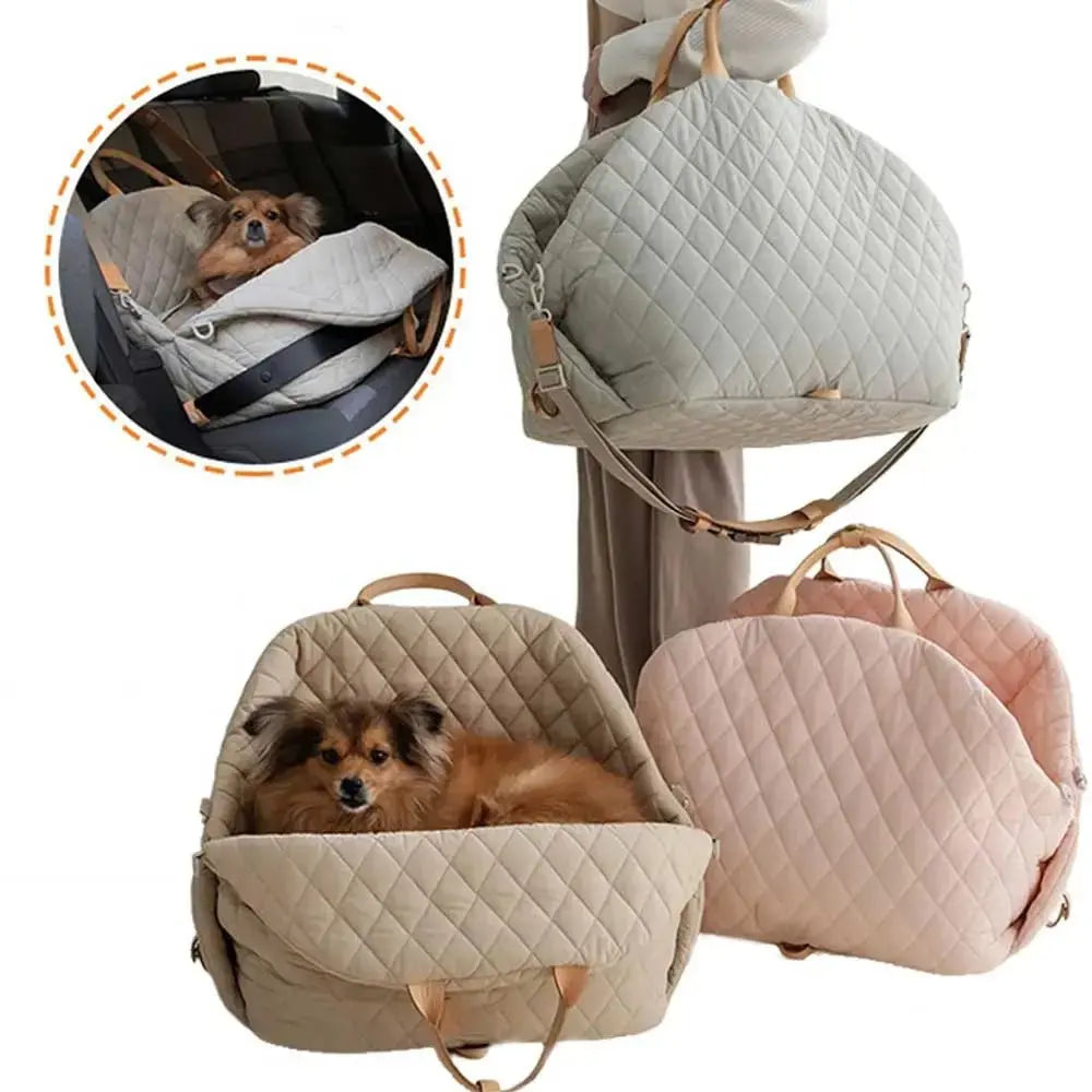 Dog Carrier Luxury Car Seat Handbag Outdoor Portable Washable Travel Bed For Small Cat Dog with Seat Belt - Annie Paw WearOutdoor AccessaryAnnie Paw Wear