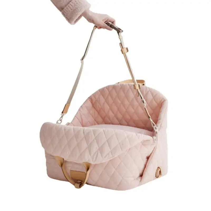 Dog Carrier Luxury Car Seat Handbag Outdoor Portable Washable Travel Bed For Small Cat Dog with Seat Belt - Annie Paw WearOutdoor AccessaryAnnie Paw Wear