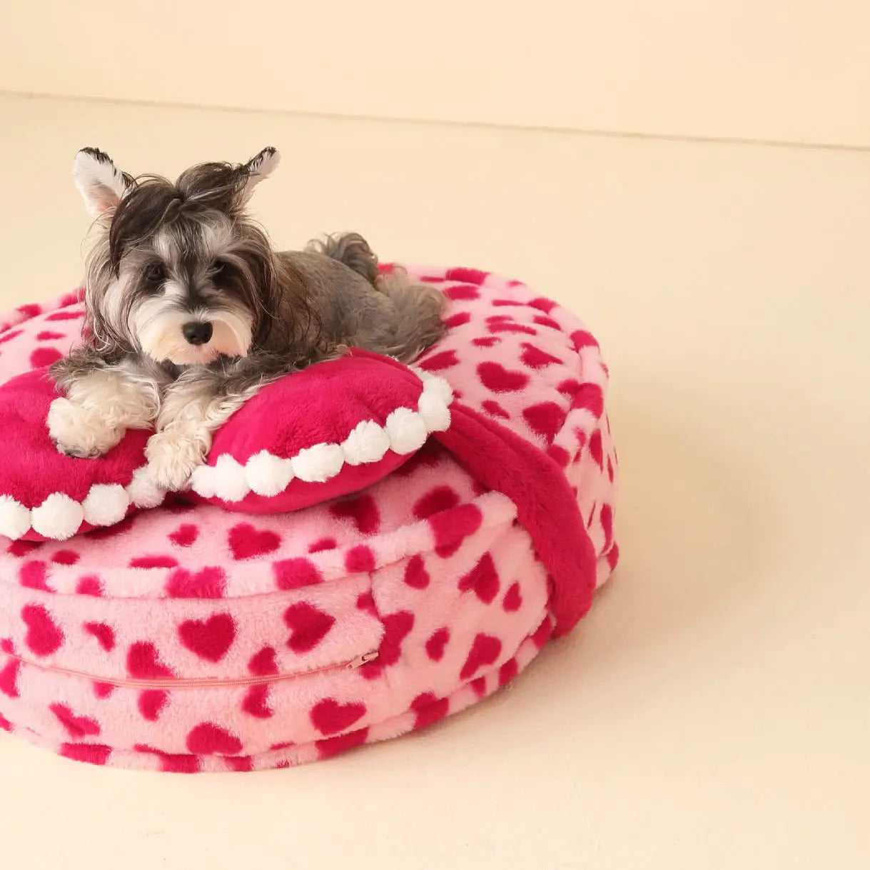 Dog & Cat Bed Detachable Washable Pink Barbie Heart Pattern with Pillow - Annie Paw WearHome Dog AccessoriesAnnie Paw Wear