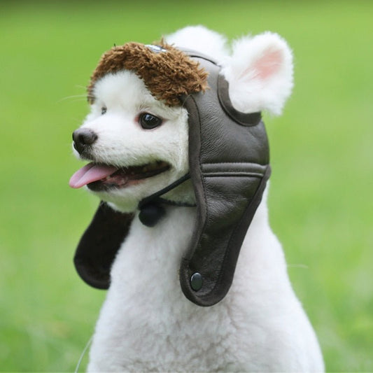 Dog Pilot Leather Winter Cap Cosplay Accessories Cute Headgears Windproof Hat for Cat Puppy - Annie Paw WearWinter OutwearAnniePaw Wear