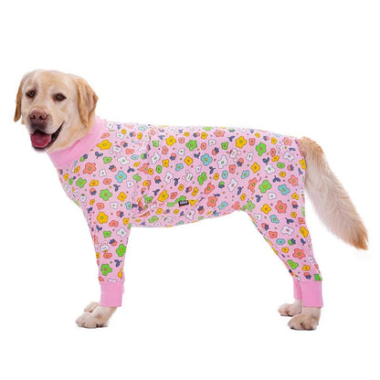 Dog Soft Cozy Jumpsuit Anti lick Recovery Suit Full Covered Belly Pajamas for Medium Large Dogs - Annie Paw WearHome Dog WearAnniePaw Wear