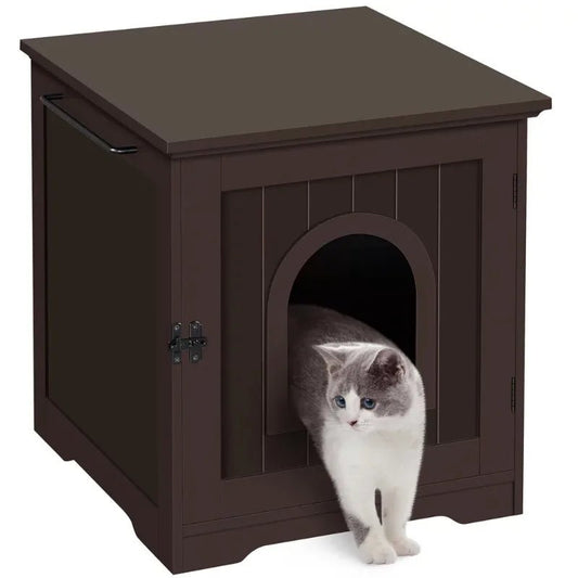Espresso Elegance Cat Haven: Discreet Litter Box & Chic Side Table Combo - Annie Paw WearfurnitureAnnie Paw Wear