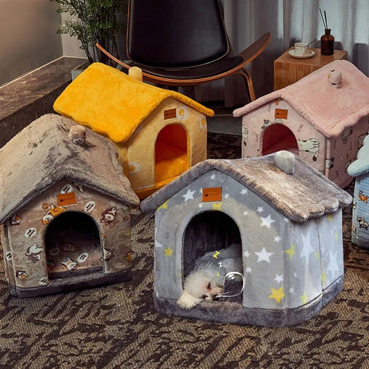 Foldable Dog House Pet Cat Bed Winter Dog Villa Sleep Kennel Removable Nest Warm Enclosed Cave Sofa Pets Supplies - Annie Paw WearHome Dog AccessoriesAnnie Paw Wear