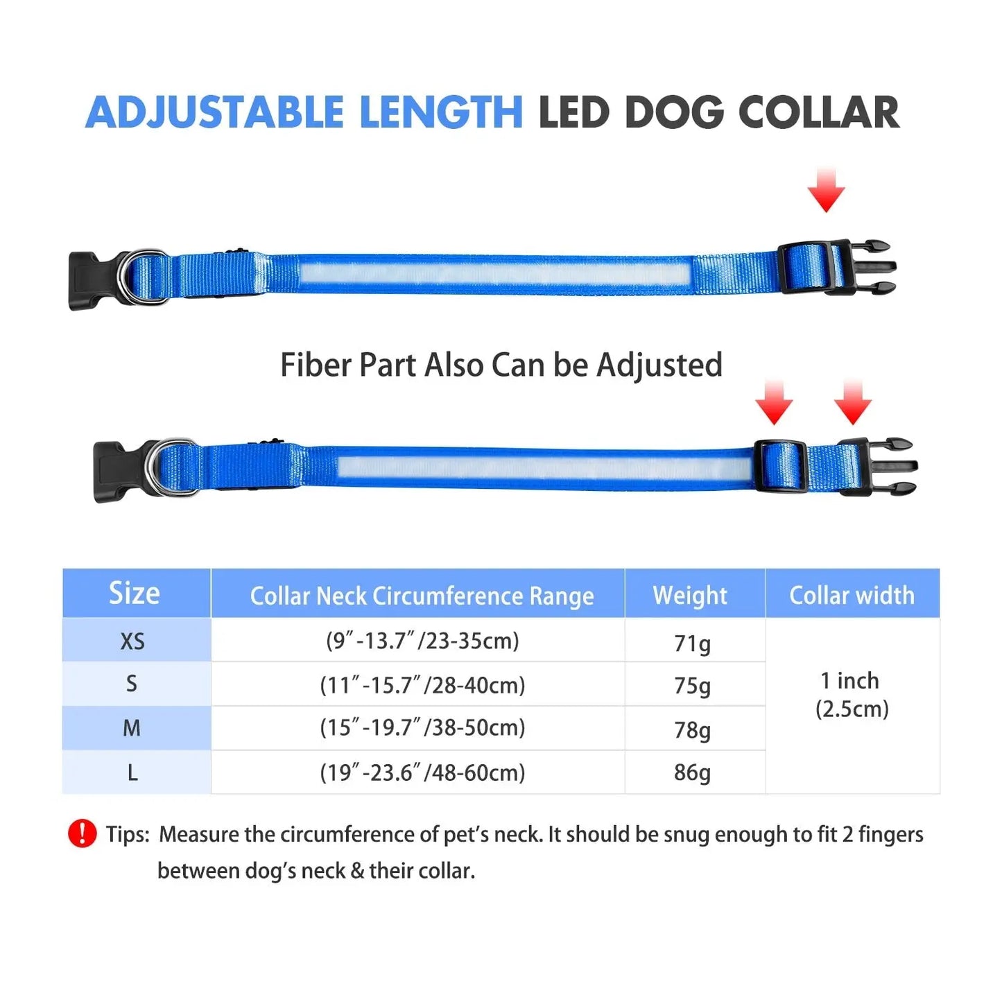 LED Luminous Waterproof Safety Night light Glow Necklace Dog Collar - Annie Paw WearCollar & LeashAnniePaw Wear