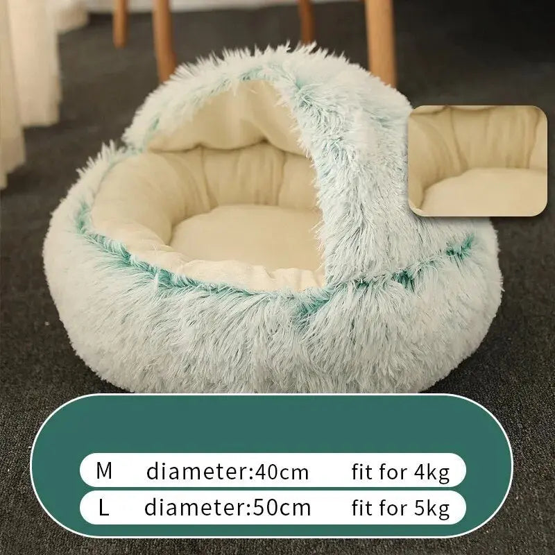 Long Plush Pet Cat Dog Bed House Round Cats Cushion Warm Pet Bed For Dogs Cats Beds Winter Nest 2 In 1 Cat Bed Pet Accessories - Annie Paw WearHome Dog AccessoriesAnniePaw Wear