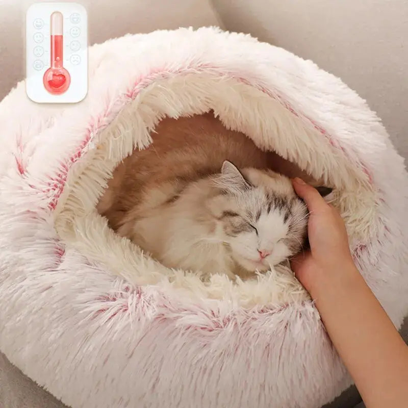 Long Plush Pet Cat Dog Bed House Round Cats Cushion Warm Pet Bed For Dogs Cats Beds Winter Nest 2 In 1 Cat Bed Pet Accessories - Annie Paw WearHome Dog AccessoriesAnniePaw Wear