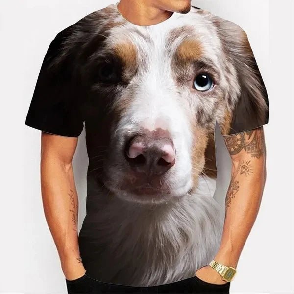 Men's T-shirt With Dog Graphic 3D Full Print Pet Dog Men Clothing Summer Short Sleeve Casual Oversized Tee Shirt Fashion Tops - Annie Paw WearHome Dog WearAnnie Paw Wear