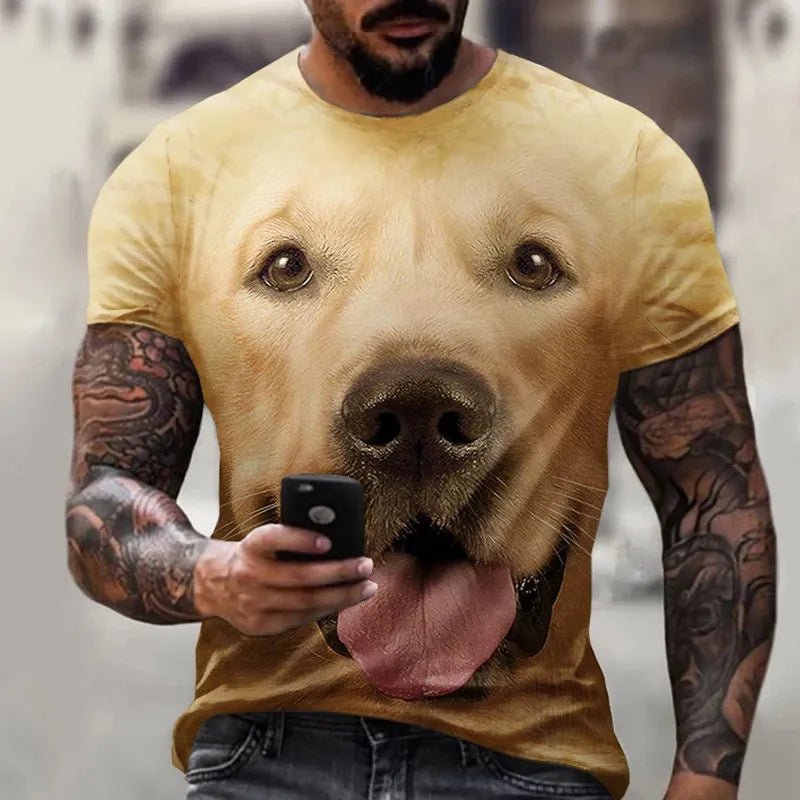 Men's T-shirt With Dog Graphic 3D Full Print Pet Dog Men Clothing Summer Short Sleeve Casual Oversized Tee Shirt Fashion Tops - Annie Paw WearHome Dog WearAnnie Paw Wear