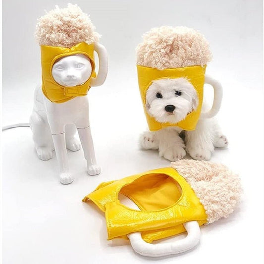 Novelty Beer Mug Hat for Dogs Cats: Funny Champagne Headgear in Soft PU for Christmas Birthdays - Annie Paw WearcostumesAnniePaw Wear