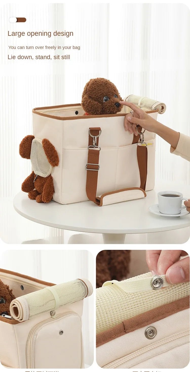 Anniepaw Pet Carrier Shoulder Bag for Small Medium Dogs Travel Diagonal Handbag Basket