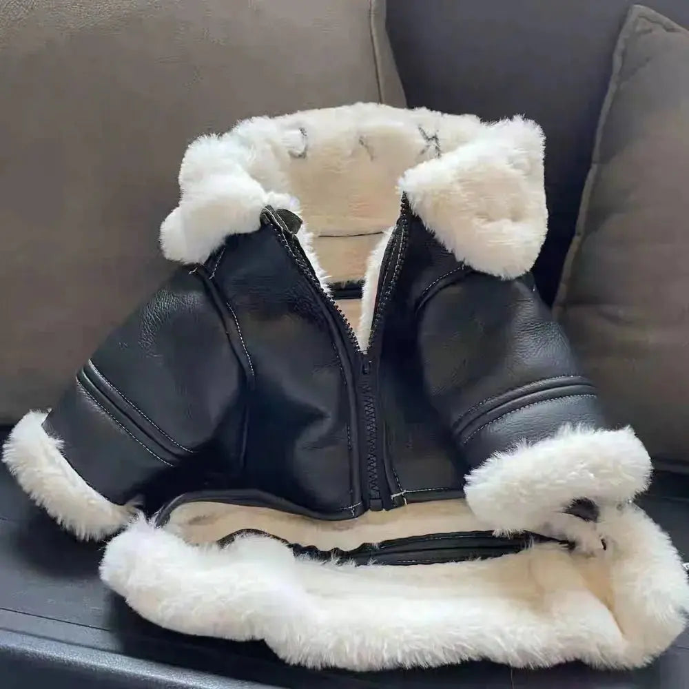 Anniepaw Winter Warm Jacket Wool Sweater Leather Coat for Small Dogs AnniePaw Wear