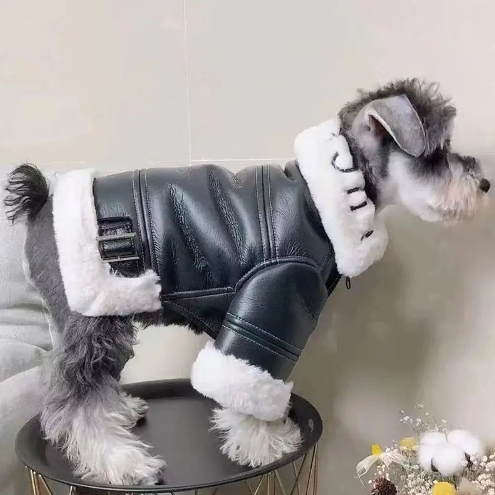 Anniepaw Winter Warm Jacket Wool Sweater Leather Coat for Small Dogs AnniePaw Wear