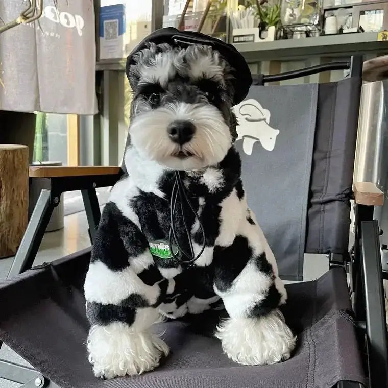 Anniepaw Pet Dog Coat for Small Medium Dogs Cow Pattern Plush Thickening Dog Clothes Winter Warm Dog Coat Jacket French Bulldog Clothing AnniePaw Wear