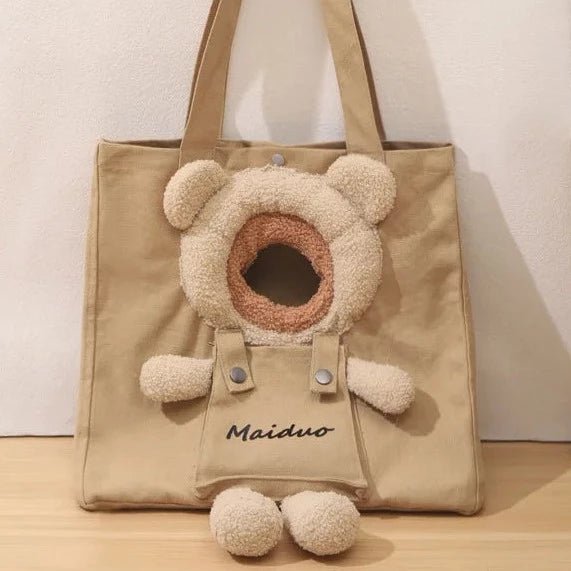 Anniepaw Cute Bear Pet Go Bag Portable Canvas Single Shoulder Carrier for Small Dogs Cats AnniePaw Wear