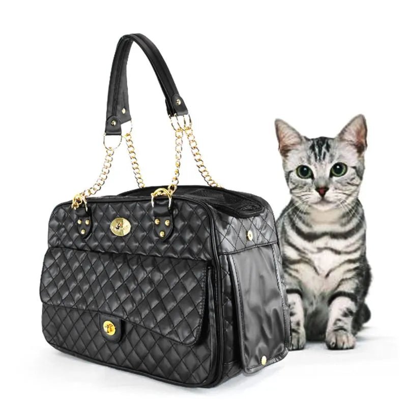 Anniepaw PU Leather Portable Pet Carrier Breathable Mesh Shoulder Bag AnniePaw Wear