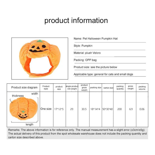 Anniepaw Pumpkin Halloween Pet Hat: Funny Cat & Dog Cosplay Cap for Festive Decoration AnniePaw Wear