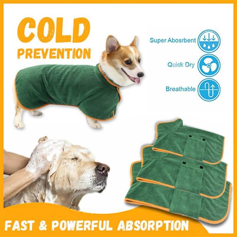 Anniepaw Quick-Drying Dog Bathrobe: Microfiber Absorbent Towel Coat for Dogs & Cats of All Sizes