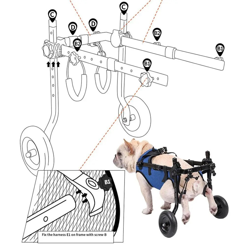 AnniePaw Rehab OS Dog Wheelchair Hind Leg Mobility Assistance for Small and Middle dogs