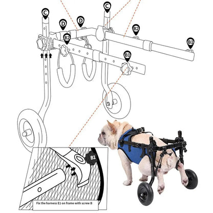 AnniePaw Rehab OS Dog Wheelchair Hind Leg Mobility Assistance for Small and Middle dogs