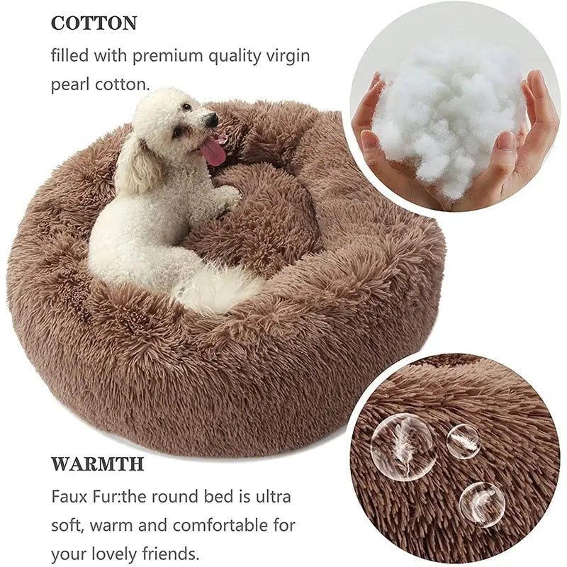 Anniepaw Round Plush Dog Bed Fluffy Sofa for Small to Large Dogs Cat Winter Warm Puppy Cushion AnniePaw Wear