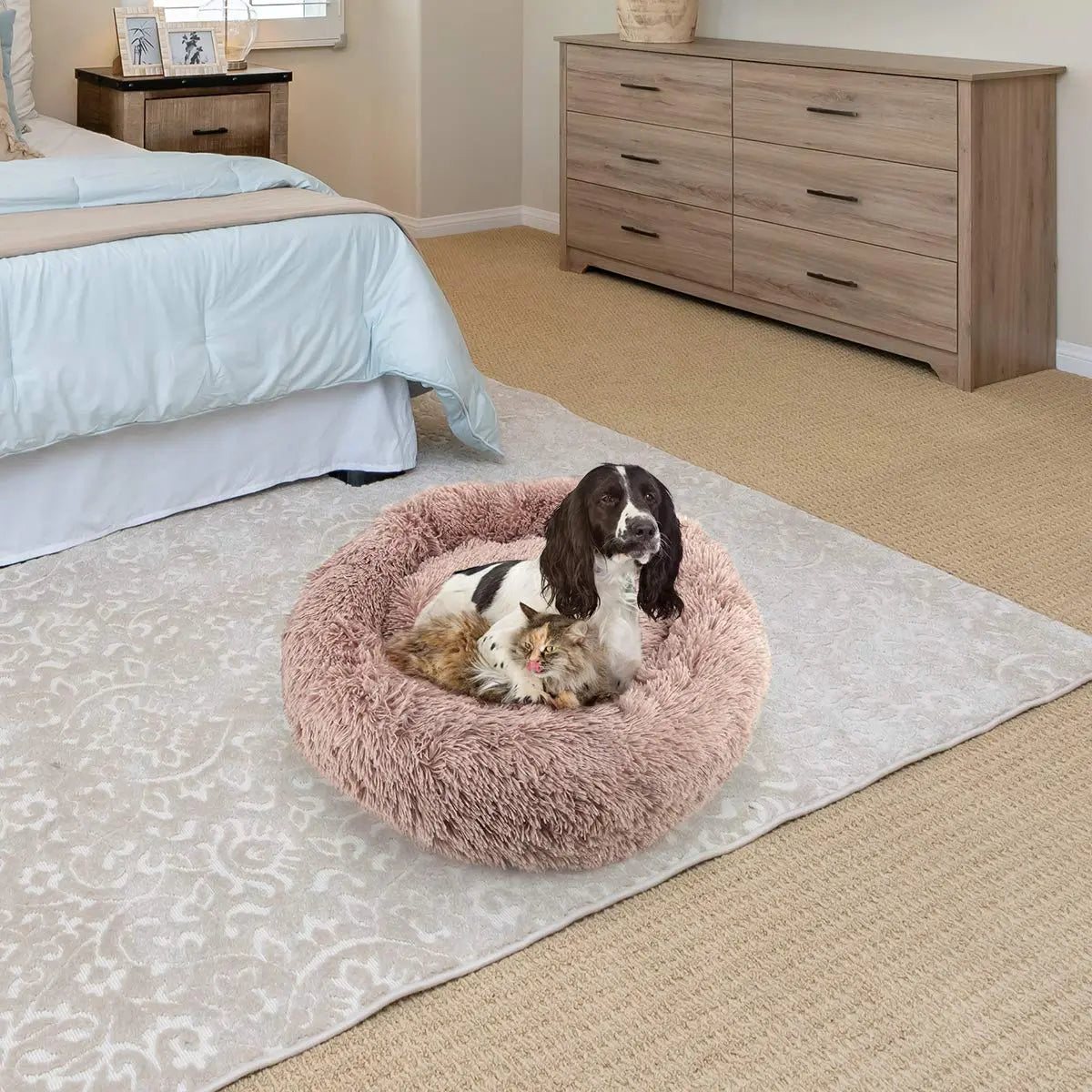 Anniepaw Round Plush Dog Bed Fluffy Sofa for Small to Large Dogs Cat Winter Warm Puppy Cushion AnniePaw Wear