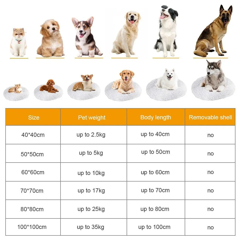 Anniepaw Round Plush Dog Bed Fluffy Sofa for Small to Large Dogs Cat Winter Warm Puppy Cushion AnniePaw Wear
