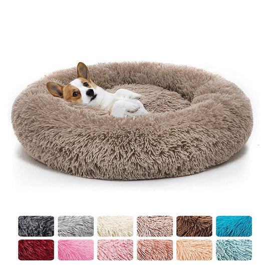 Anniepaw Round Plush Dog Bed Fluffy Sofa for Small to Large Dogs Cat Winter Warm Puppy Cushion