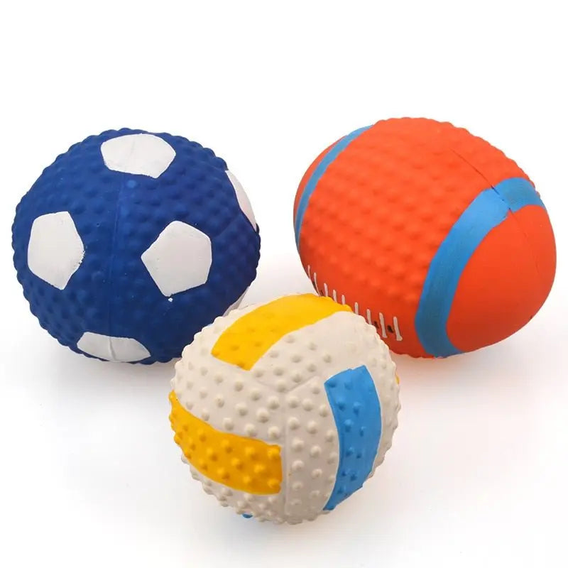 Squeaky Dog Chew Rubber Ball Toy for Small to Large Dogs Durable Interactive Training Accessory - Annie Paw WeartoyAnniePaw Wear