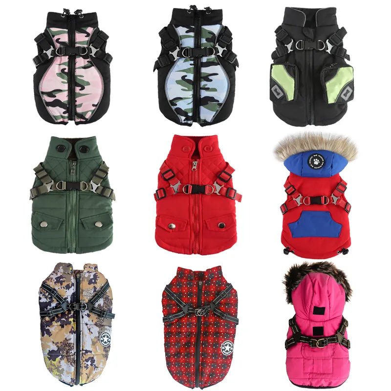 Winter Pet Dog Jacket with Harness Warm Dog Clothes for Small Medium Dogs Coats - Annie Paw WearWinter OutwearAnniePaw Wear