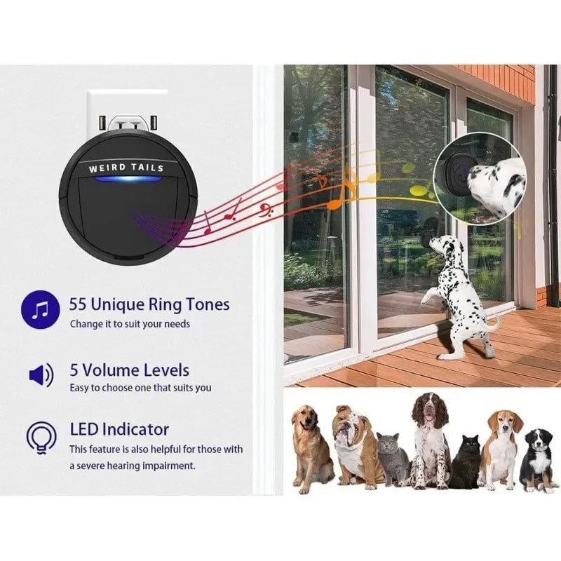 Wireless Doorbell, Dog Bells for Training, Waterproof Doorbell Chime,55 Melodies 5 Volume Levels LED Flash - Annie Paw WearaccessaryAnnie Paw Wear